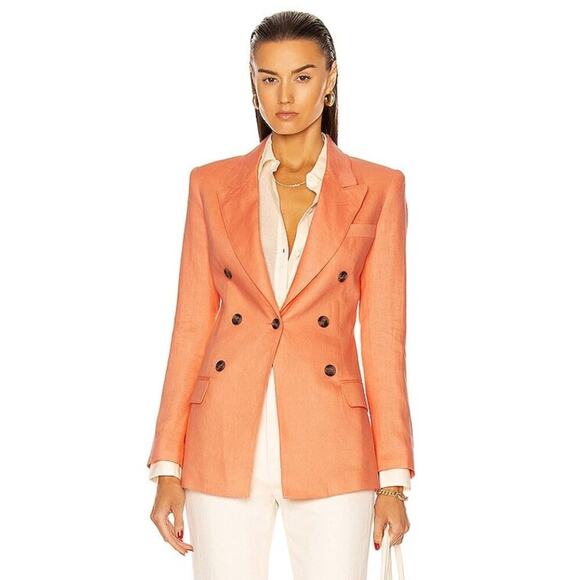 Smythe 100% Linen Crop Sleeve Not A Db Blazer Peach/Orange Size 6 - Picture 1 of 7